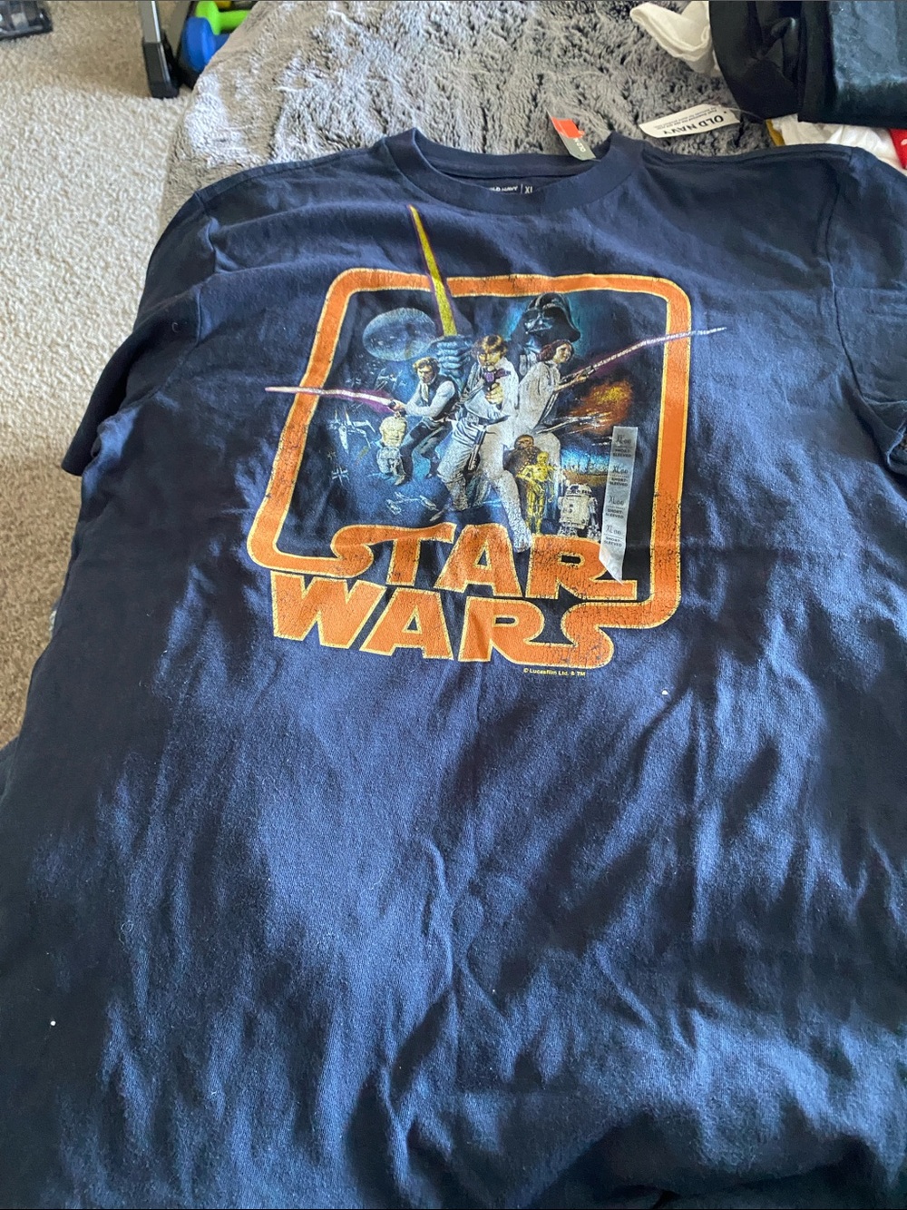 Old Navy Navy Blue Star Wars Graphic Tee with Orange Logo
